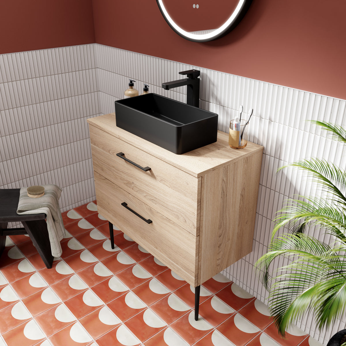 Matt Black Wall Hung Vanity Decorative Legset