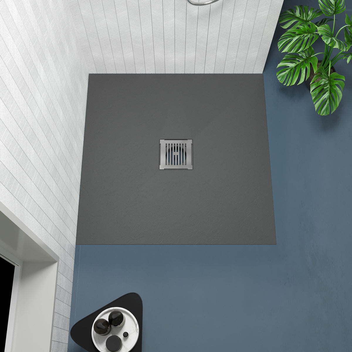 800 x 800mm Grey Slate Slimline Square Shower Tray