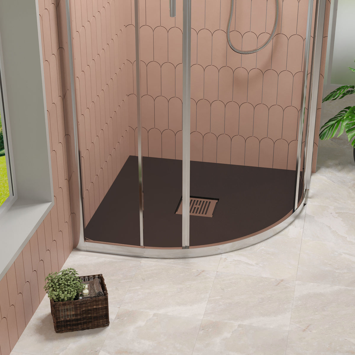 800mm Black Slate Slimline Quadrant Shower Tray
