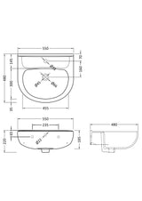 Modern Splash Lawton 1 Tap Hole 550mm Ceramic Basin