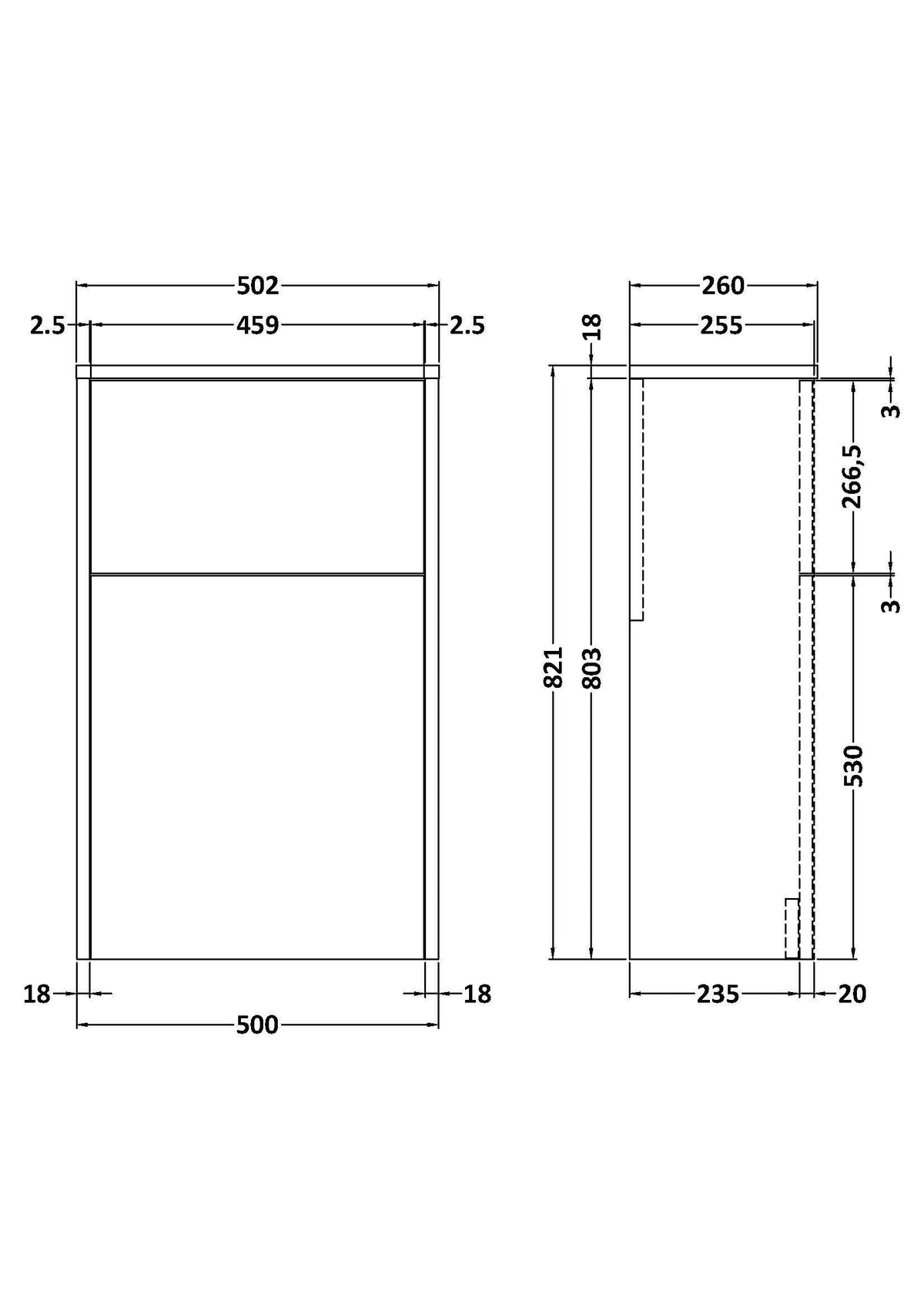 Modern Splash 500mm Soft Linen Floor Standing WC Unit