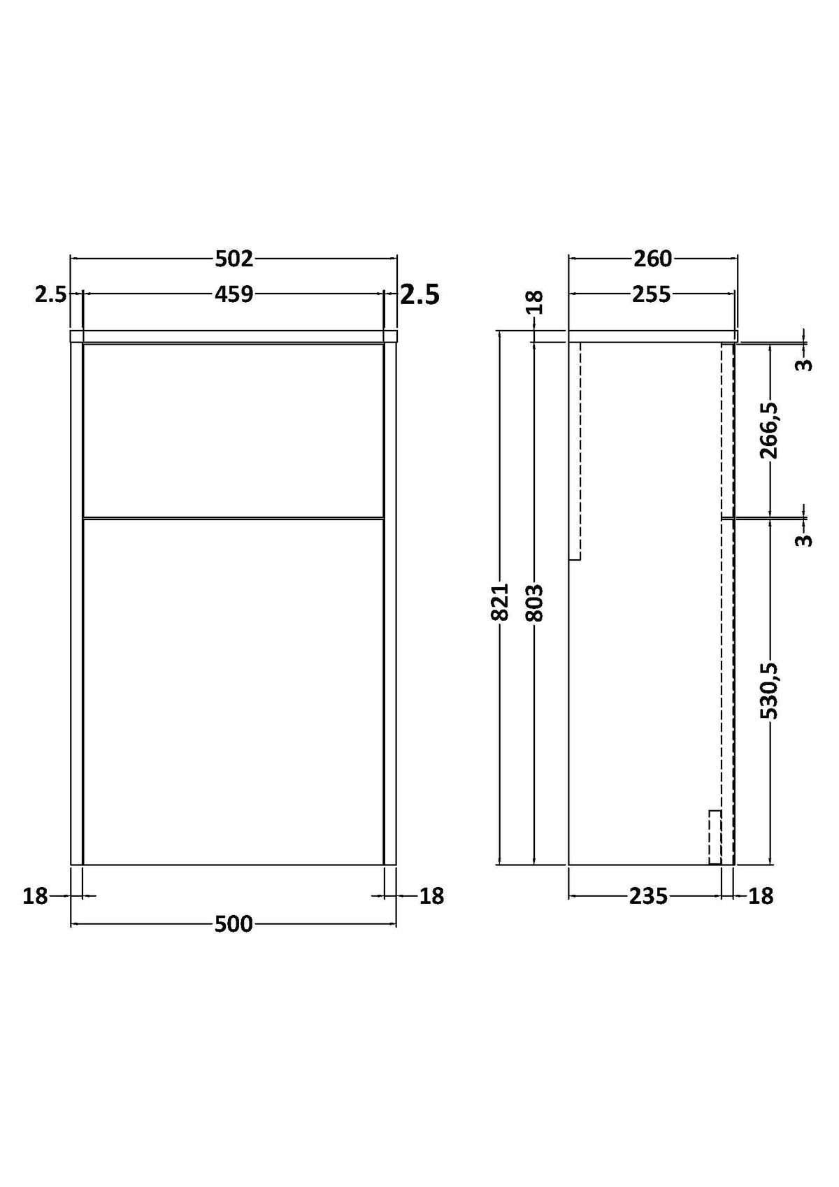 500mm Coastal Grey Floor Standing WC Unit