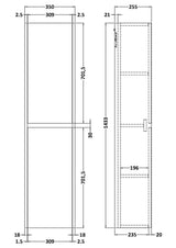 Modern Splash 350mm Graphite Grey Woodgrain Wall Hung Tall Cabinet