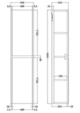 Modern Splash 350mm Coastal Grey Wall Hung Tall Cabinet