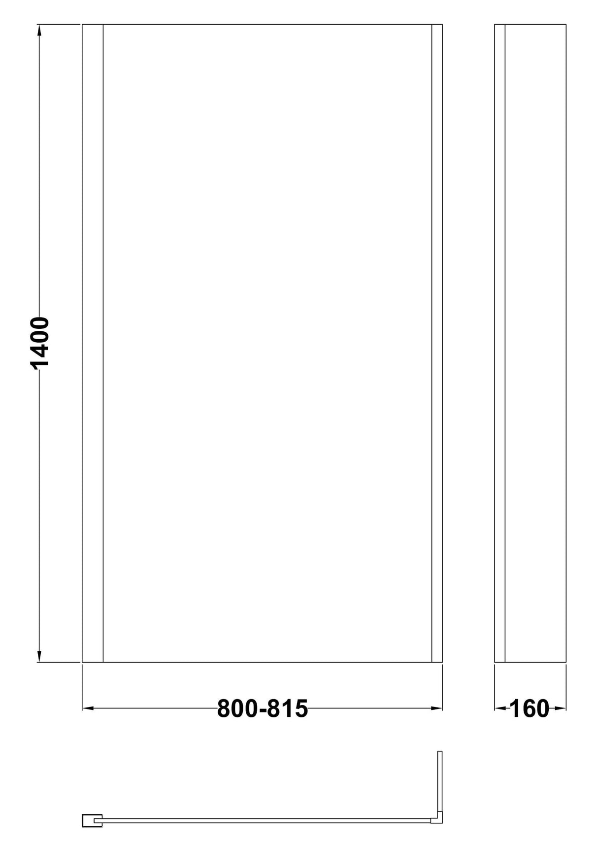 Modern Splash 800mm Chrome L-Shaped Bath Screen