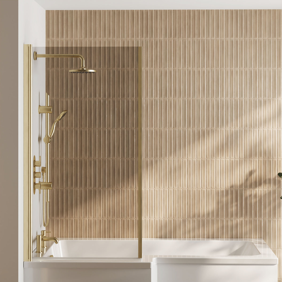Modern Splash 800mm Brushed Brass Bath Screen