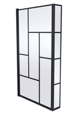 Modern Splash 800mm Matt Black L Shape Abstract Matrix Hinged Bath Screen With Fixed Return