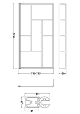 Modern Splash 800mm Matt Black L Shape Abstract Matrix Hinged Bath Screen With Fixed Return