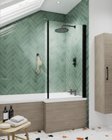 Modern Splash 800mm Matt Black L Shape Hinged Bath Screen