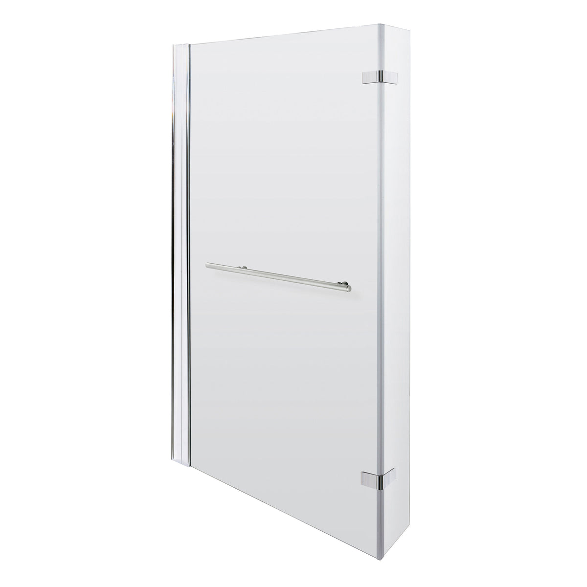 Modern Splash 800mm Chrome L-Shaped Hinged Bath Screen With Rail