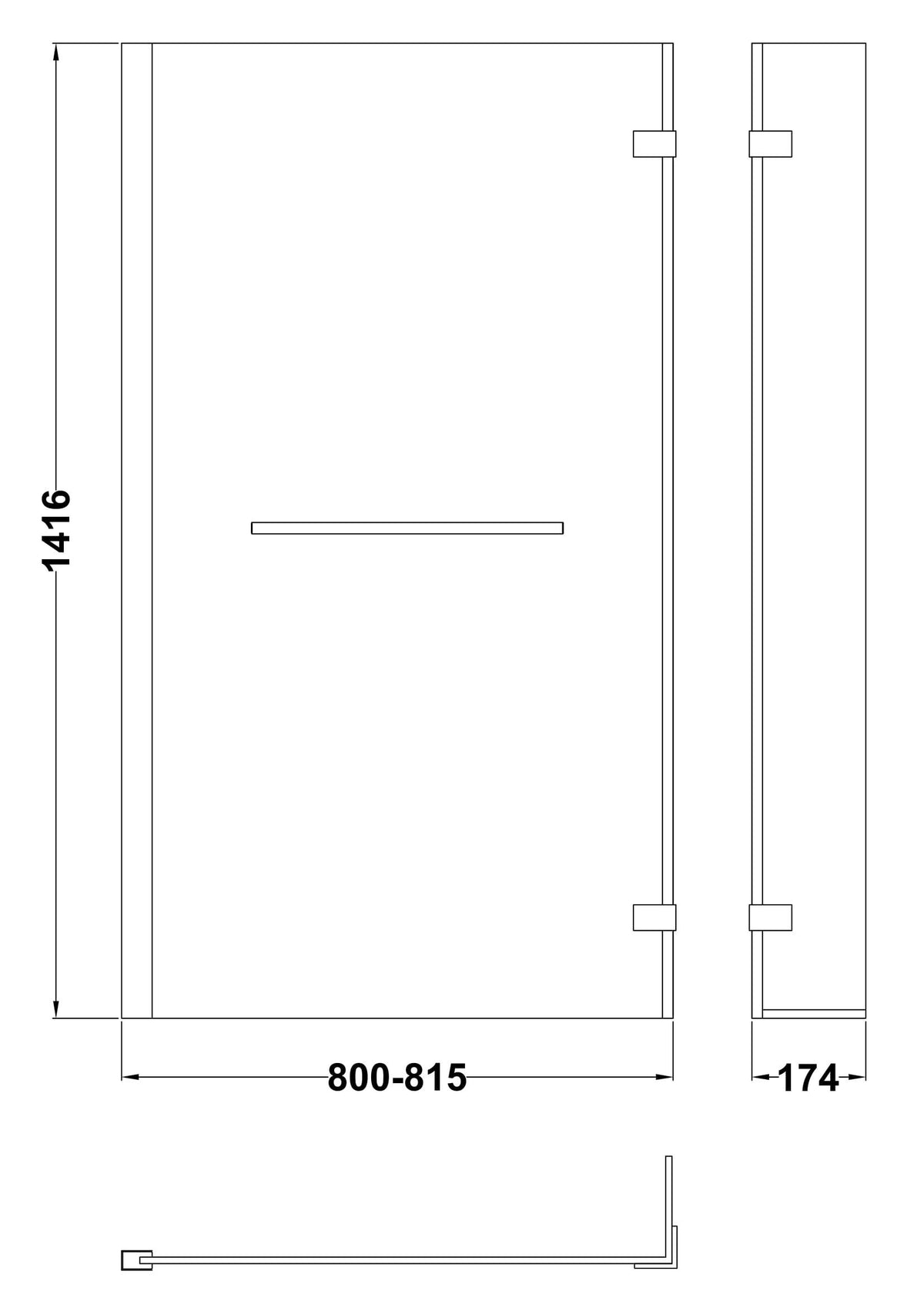 Modern Splash 800mm Chrome L-Shaped Hinged Bath Screen With Rail