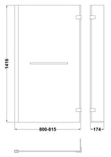 Modern Splash 800mm Chrome L-Shaped Hinged Bath Screen With Rail