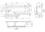 Modern Splash 1800mm L-Shaped Left-Hand Square Shower Bath