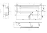 Modern Splash 1800mm L-Shaped Right-Hand Square Shower Bath