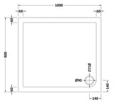 1000 x 900mm White Slip Resistant Slimline Rectangular Shower Tray