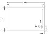 1200 x 760mm White Slip Resistant Slimline Rectangular Shower Tray