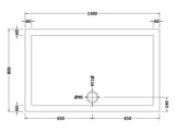 1300 x 800mm White Slip Resistant Slimline Rectangular Shower Tray