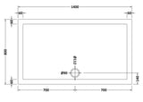 1400 x 800mm White Slip Resistant Slimline Rectangular Shower Tray