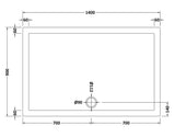 1400 x 900mm White Slip Resistant Slimline Rectangular Shower Tray