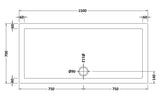 1500 x 700mm White Slip Resistant Slimline Rectangular Shower Tray