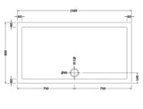 1500 x 800mm White Slip Resistant Slimline Rectangular Shower Tray