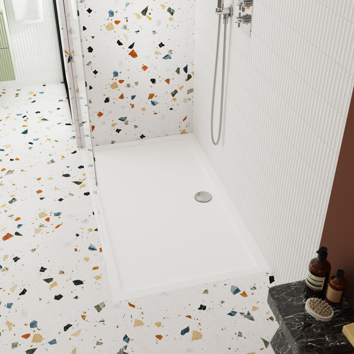 1500 x 800mm White Slip Resistant Slimline Rectangular Shower Tray
