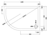 1200 x 800mm White Slip Resistant Slimline Left Hand Offset Quadrant Shower Tray