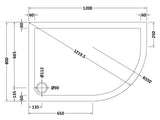 1200 x 800mm White Slip Resistant Slimline Right Hand Offset Quadrant Shower Tray