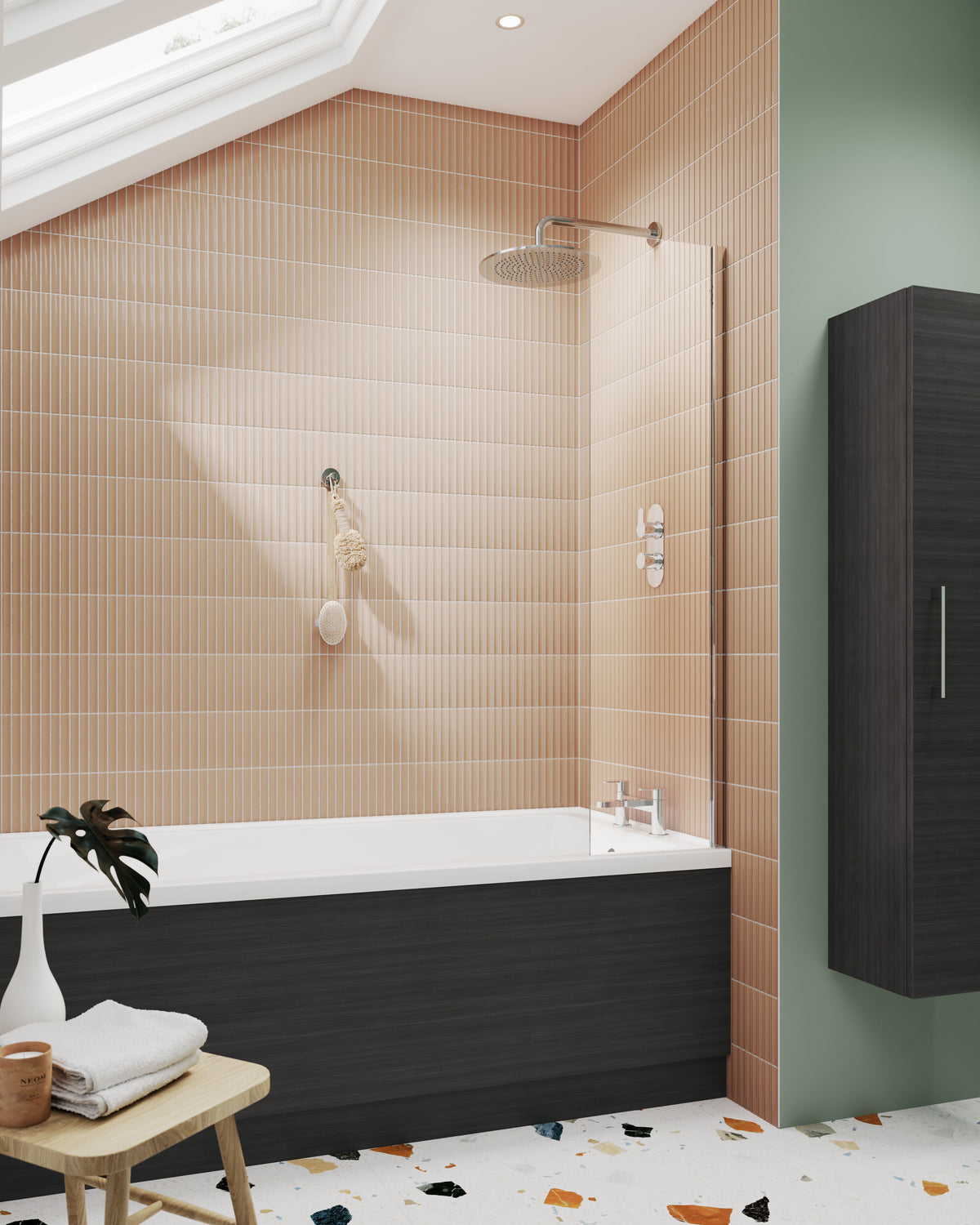 Modern Splash 350mm Chrome Bath Screen