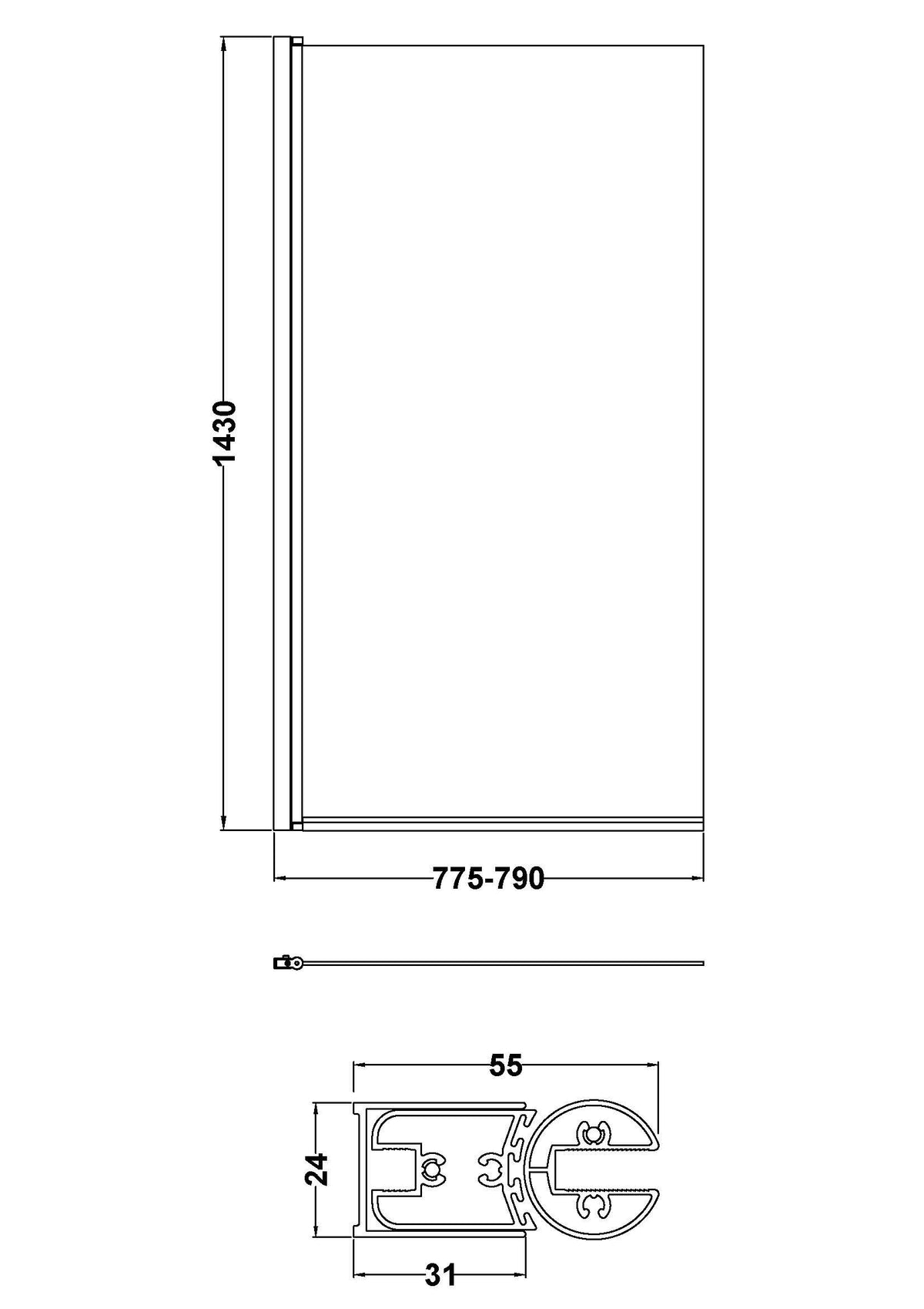 Modern Splash Brushed Bronze Square Hinged Bath Screen