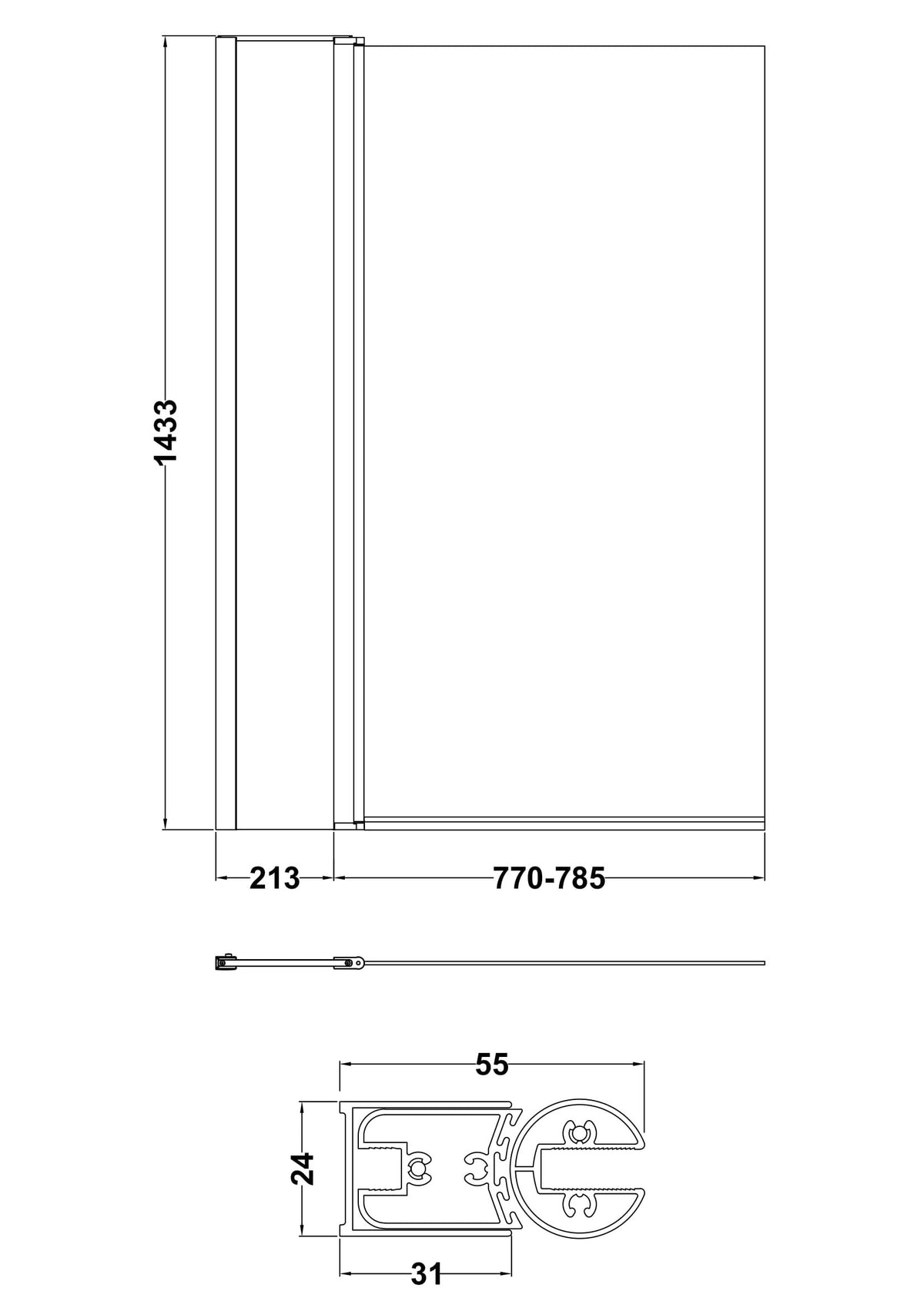 Modern Splash 1000mm Chrome Bath Screen With Fixed Panel
