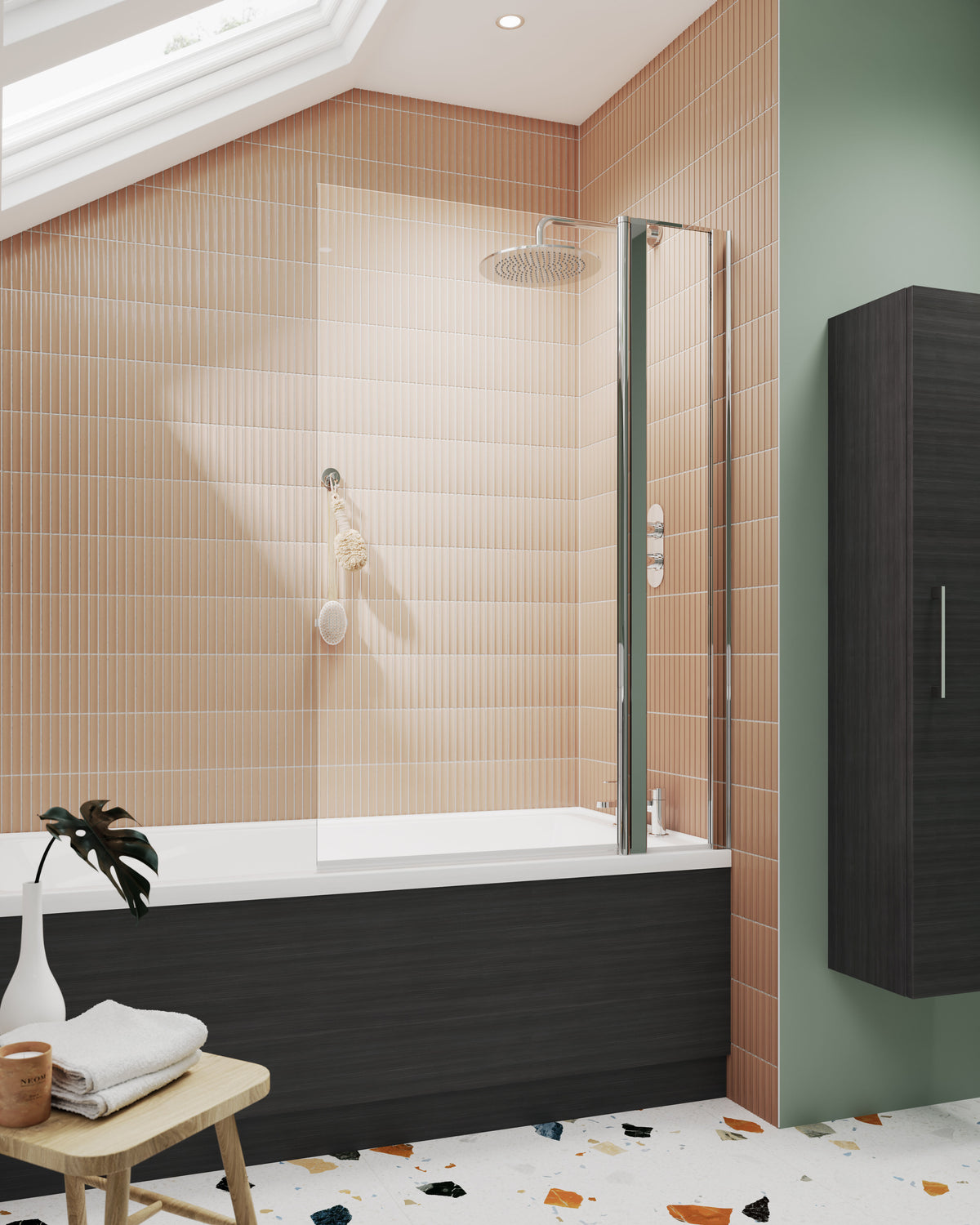 Modern Splash 1000mm Chrome Bath Screen With Fixed Panel