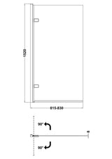 Pacific 800mm Brushed Brass Hinged Bath Screen