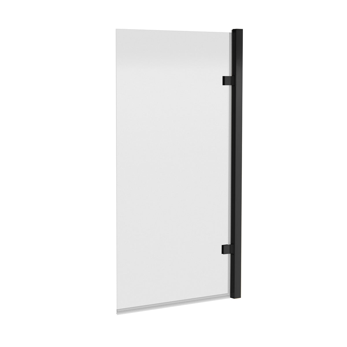 800mm Matt Black Square Block Hinged Bath Screen