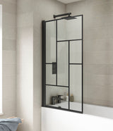 Modern Splash 800mm Matt Black Bath Screen