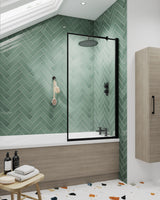 800mm Matt Black Bath Screen