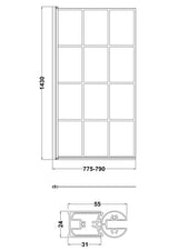 800mm Matt Black Square  Bath Screen
