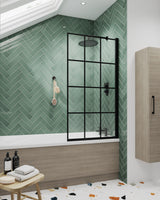 Modern Splash  800mm Matt Black Square  Bath Screen