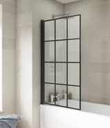 800mm Matt Black Square  Bath Screen