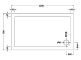 1200 x 700mm White Slimline Rectangular Shower Tray