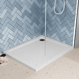 1000 x 800mm White Slimline Rectangular Shower Tray