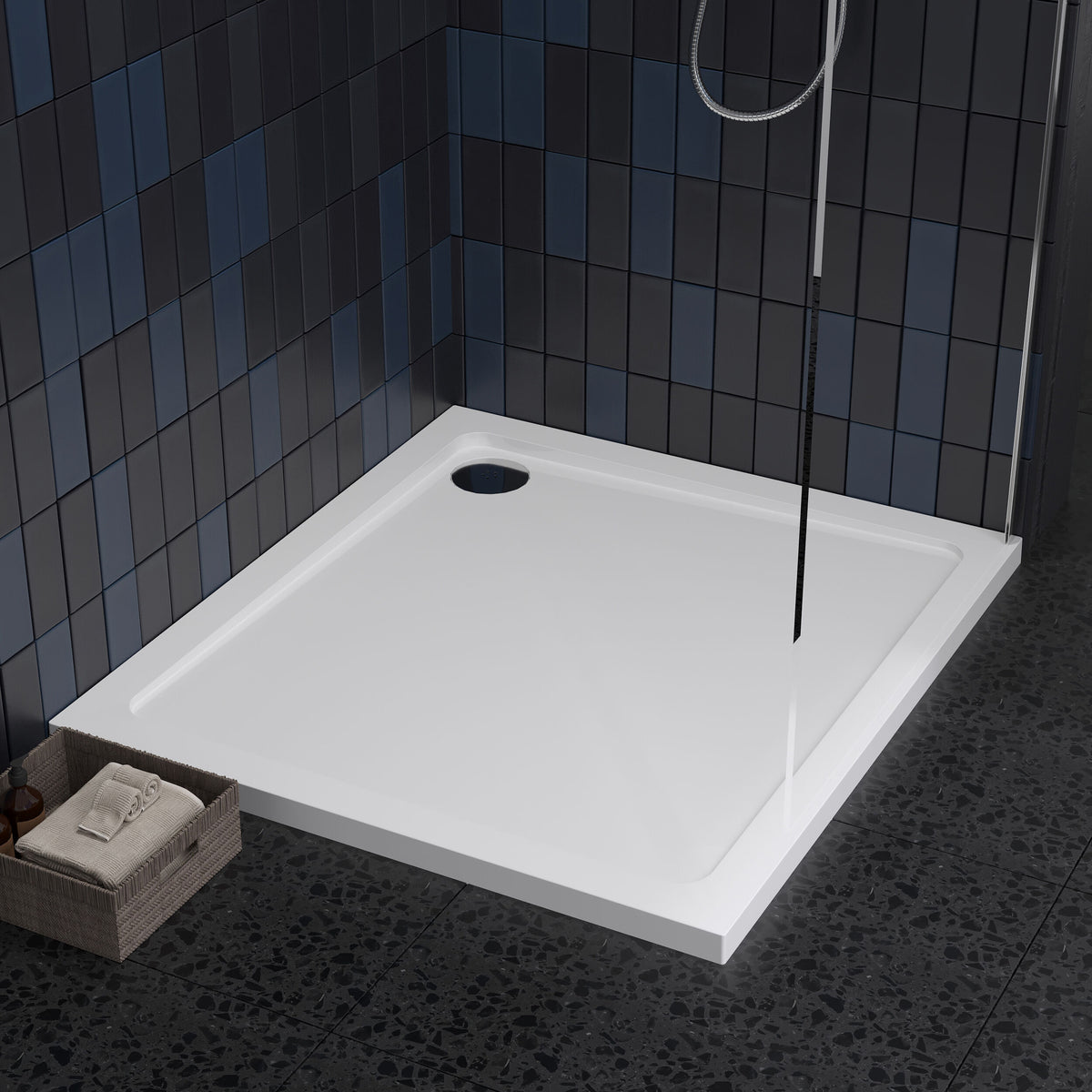 1000 x 900mm White Slimline Rectangular Shower Tray