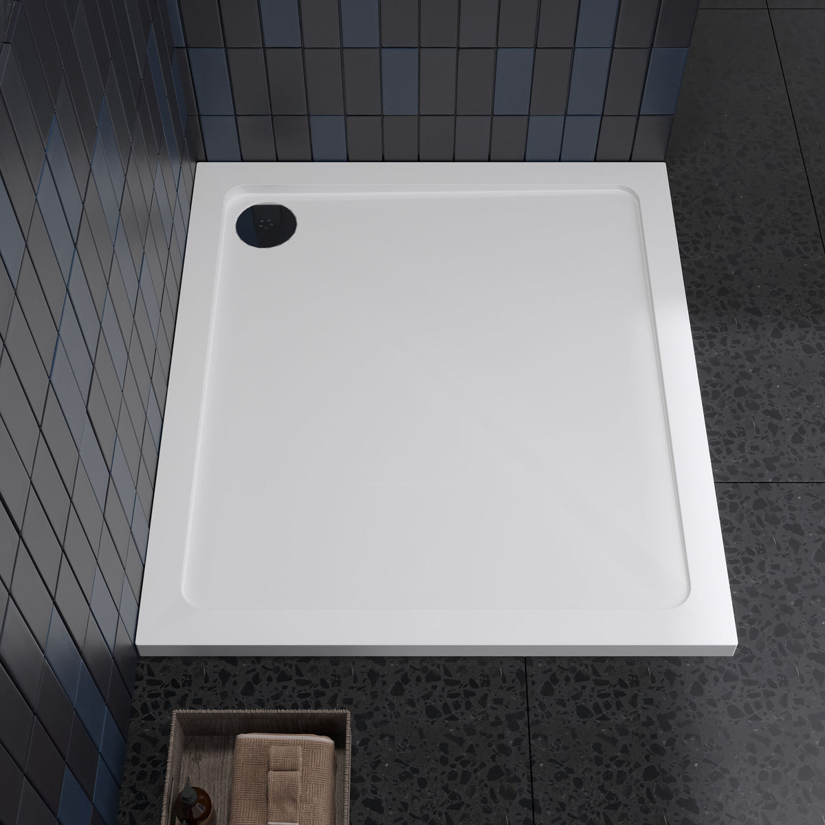 1000 x 900mm White Slimline Rectangular Shower Tray