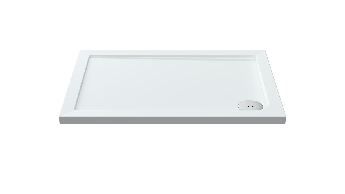 1000 x 700mm White Slimline Rectangular Shower Tray