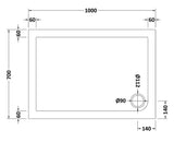 Modern Splash  1000 x 700mm White Slimline Rectangular Shower Tray