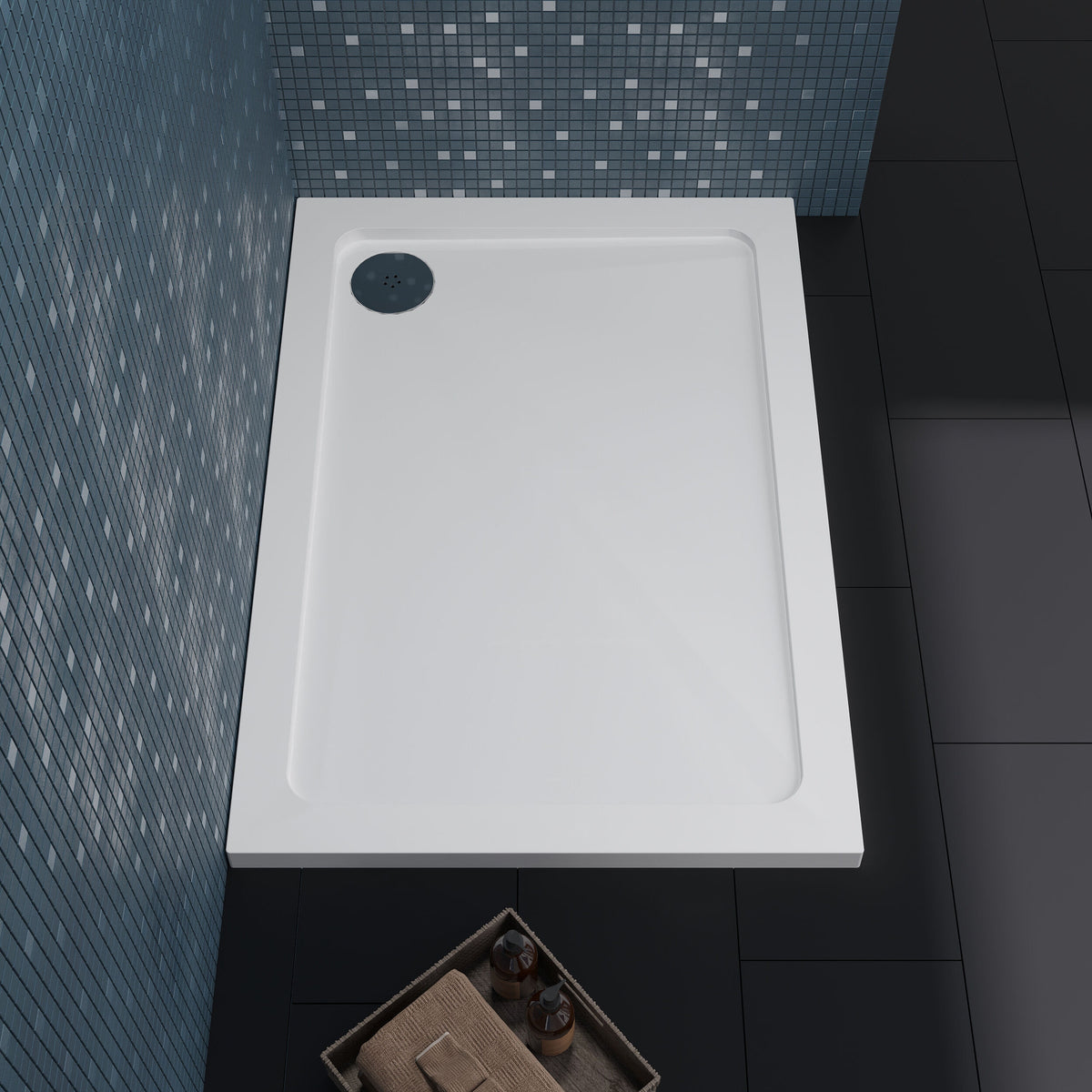 1000 x 700mm White Slimline Rectangular Shower Tray