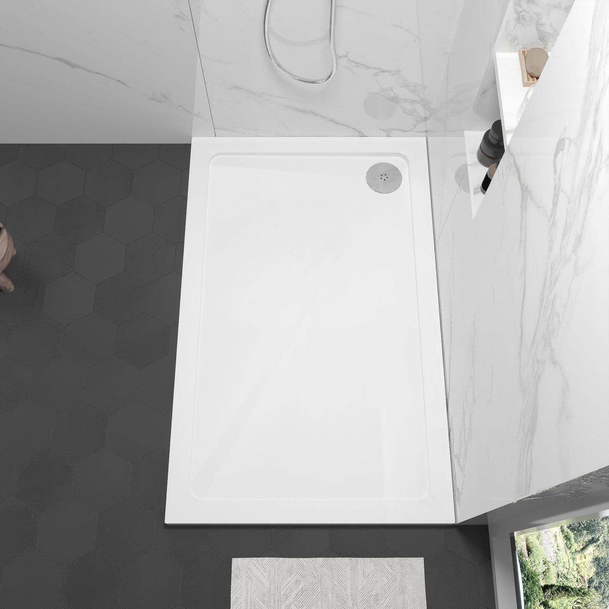 1200 x 760mm White Slimline Rectangular Shower Tray