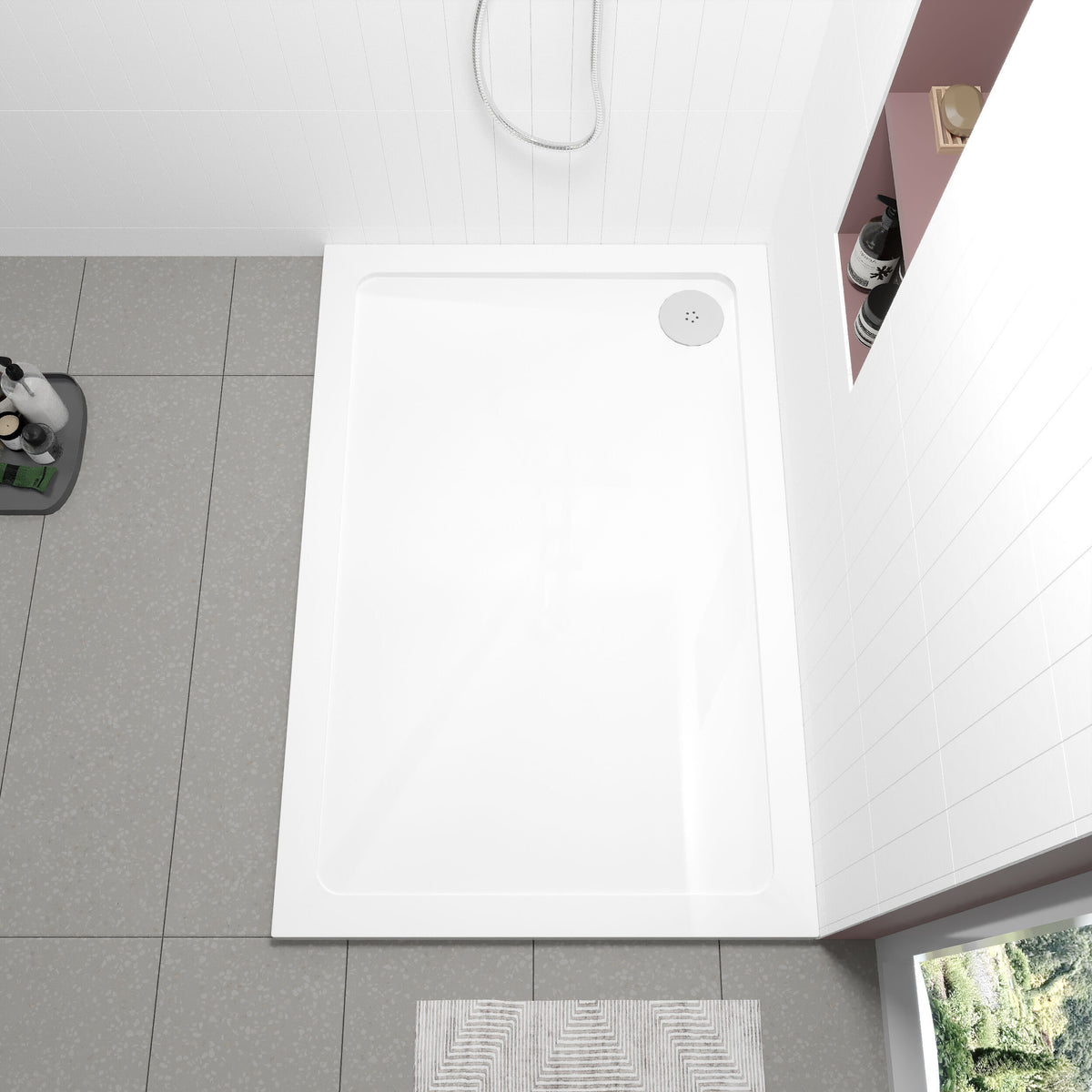 1200 x 800mm White Slimline Rectangular Shower Tray