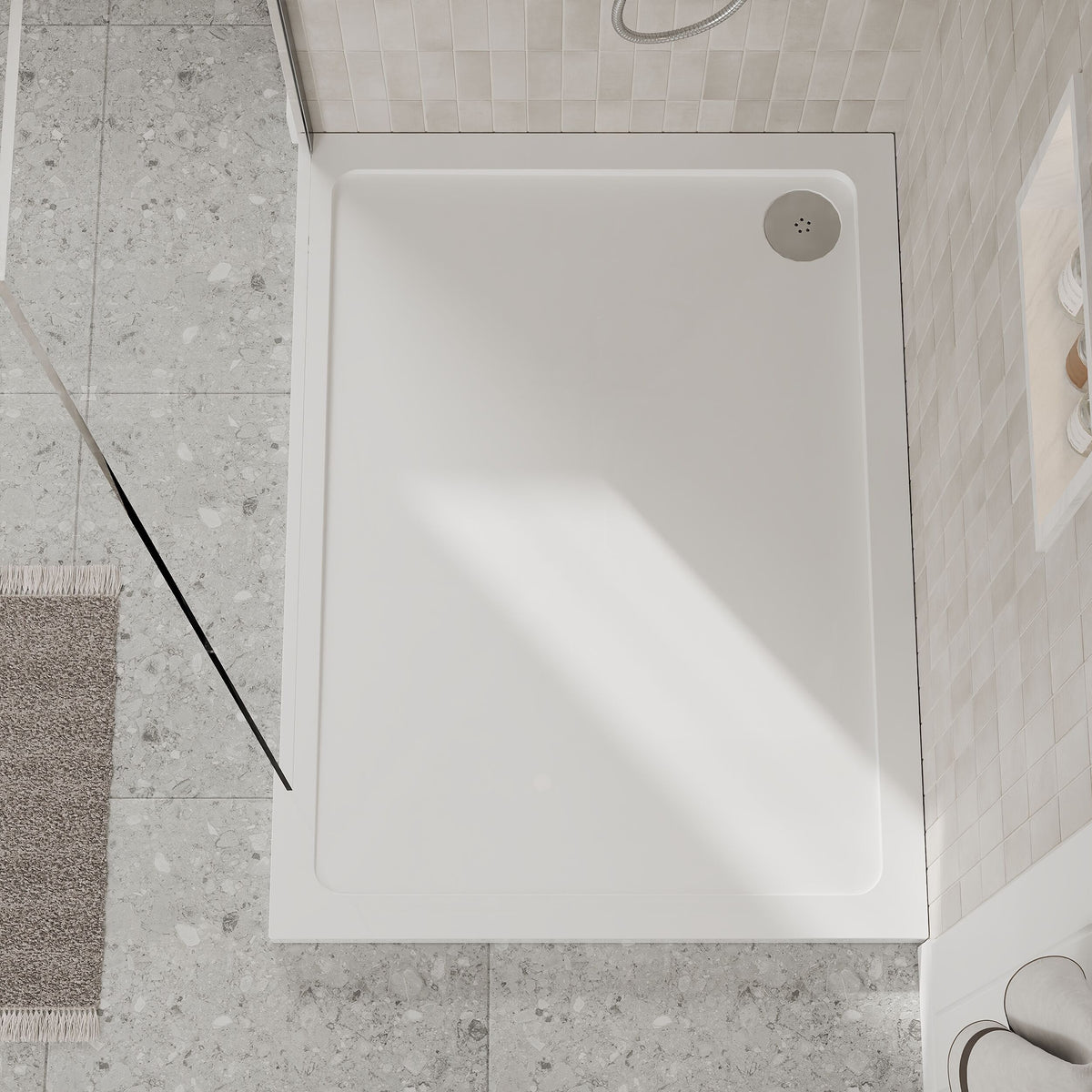 1200 x 900mm White Slimline Rectangular Shower Tray
