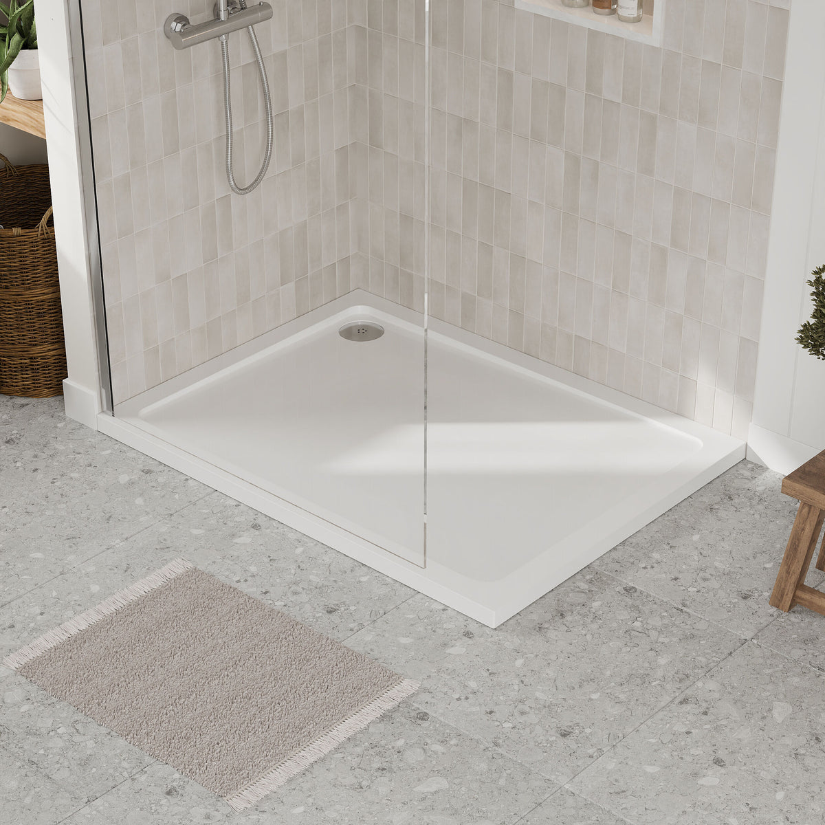 1200 x 900mm White Slimline Rectangular Shower Tray